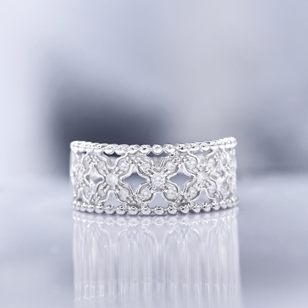 Anillo "Dalia" Diamantes 0.25/25 - Oro blanco 375/1000