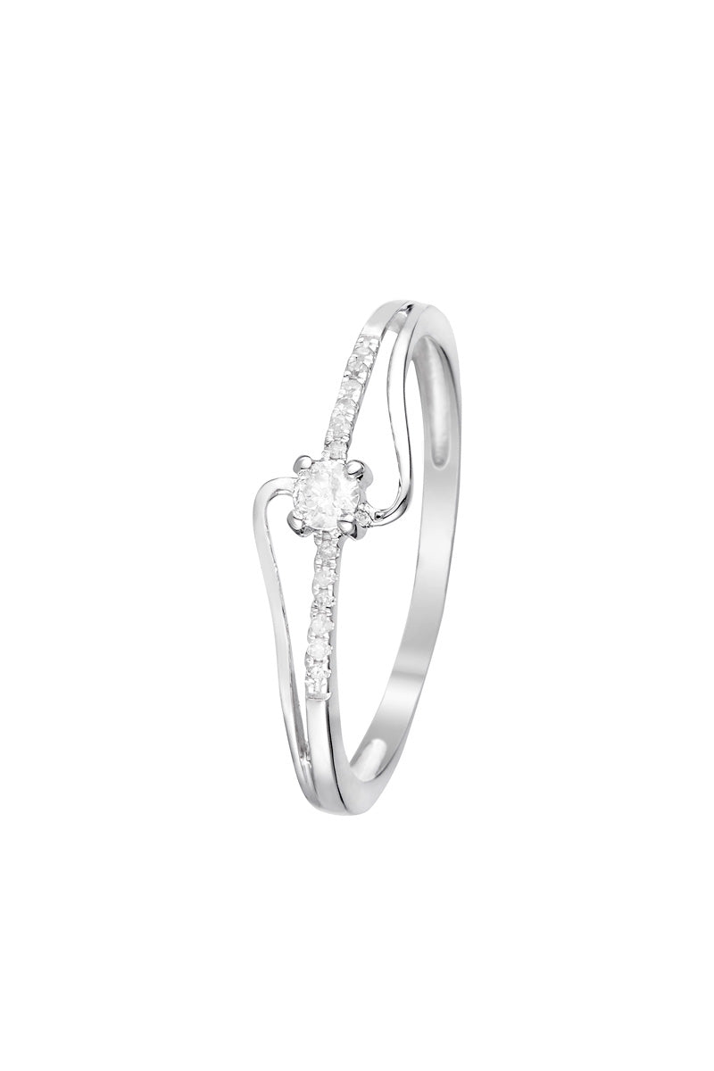 "Discreet Beauty" Ring, Diamonds 0.10/13 - 375/1000 White Gold