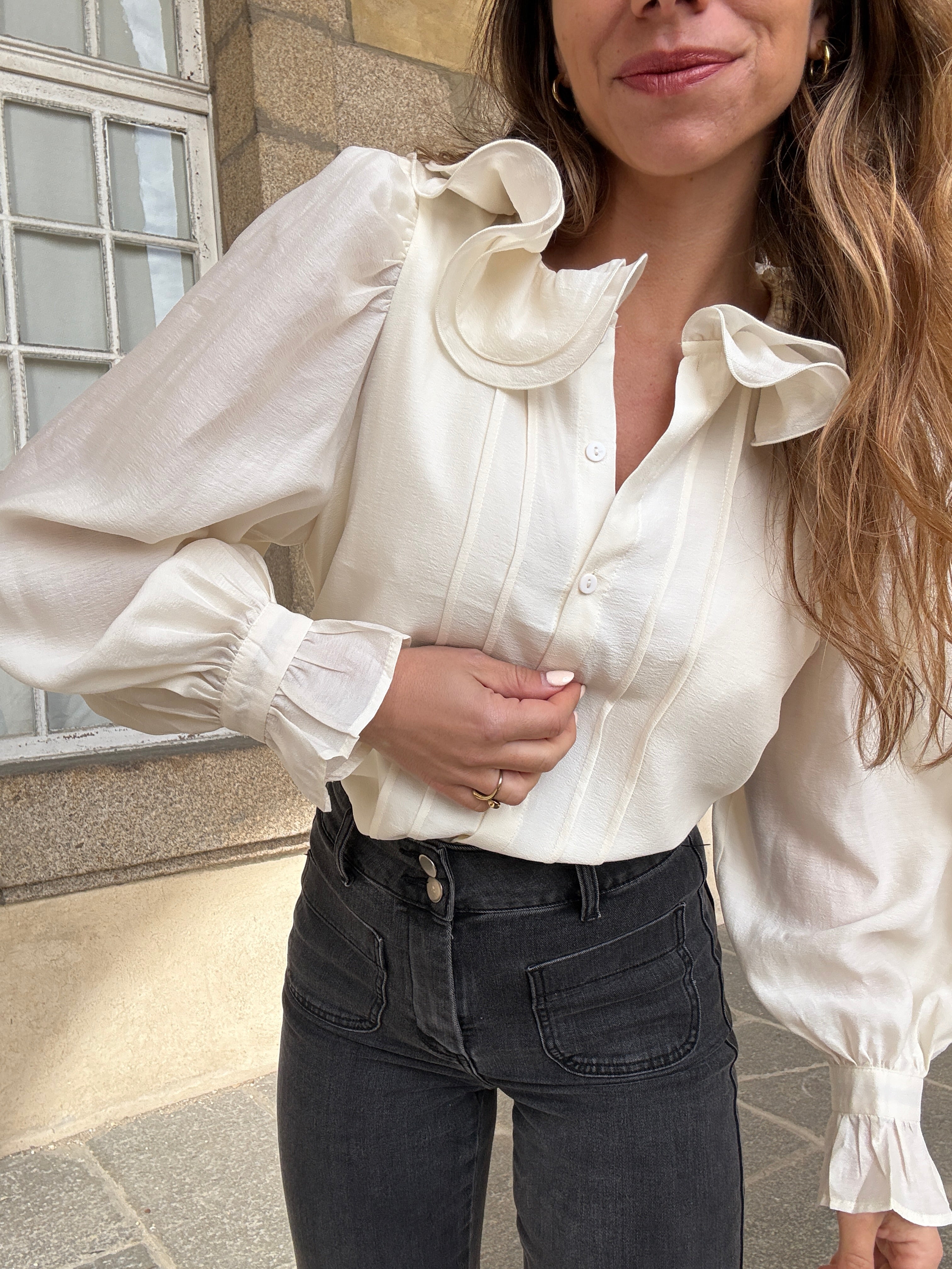 Brown Blouse Ecru