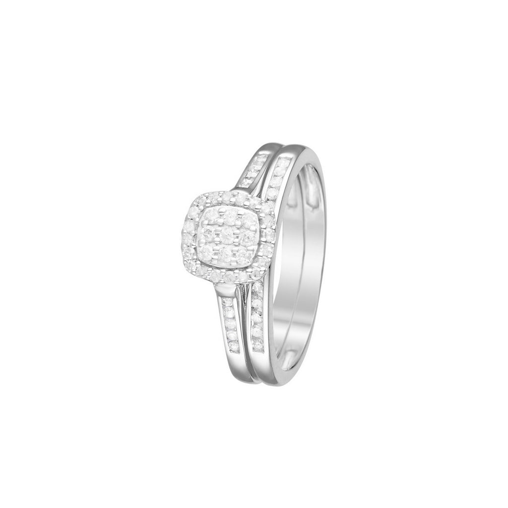 Bague Duo "Mon Vœu Le Plus Cher" Diamants 0,38/53 - Or Blanc 375/1000