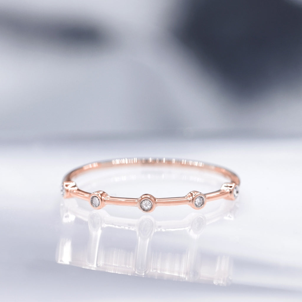 "Ensemble" Ring with 0.03/5 Diamonds - 375/1000 Rose Gold