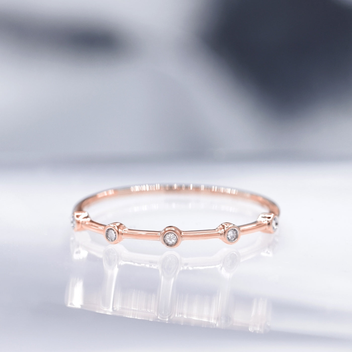 "Ensemble" Ring with 0.03/5 Diamonds - 375/1000 Rose Gold