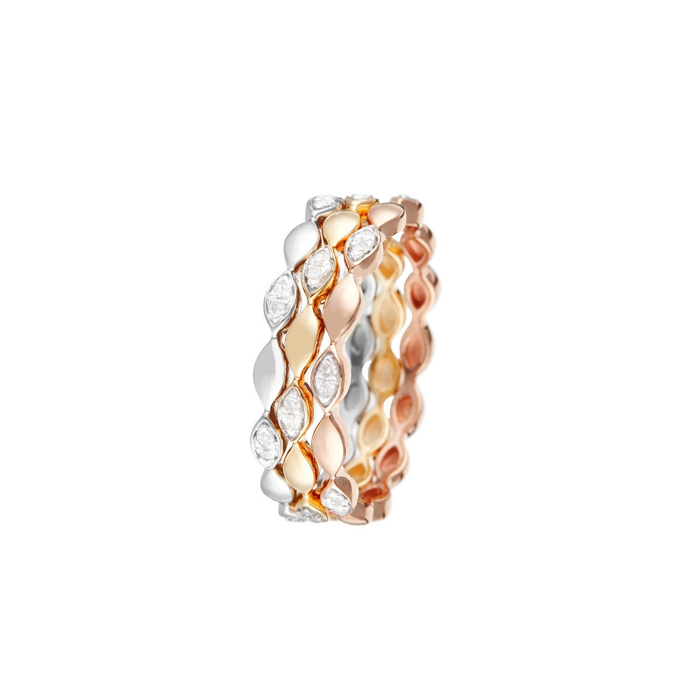 Bague "Trinity" D0,15/26 - Or Tricolore 375/1000