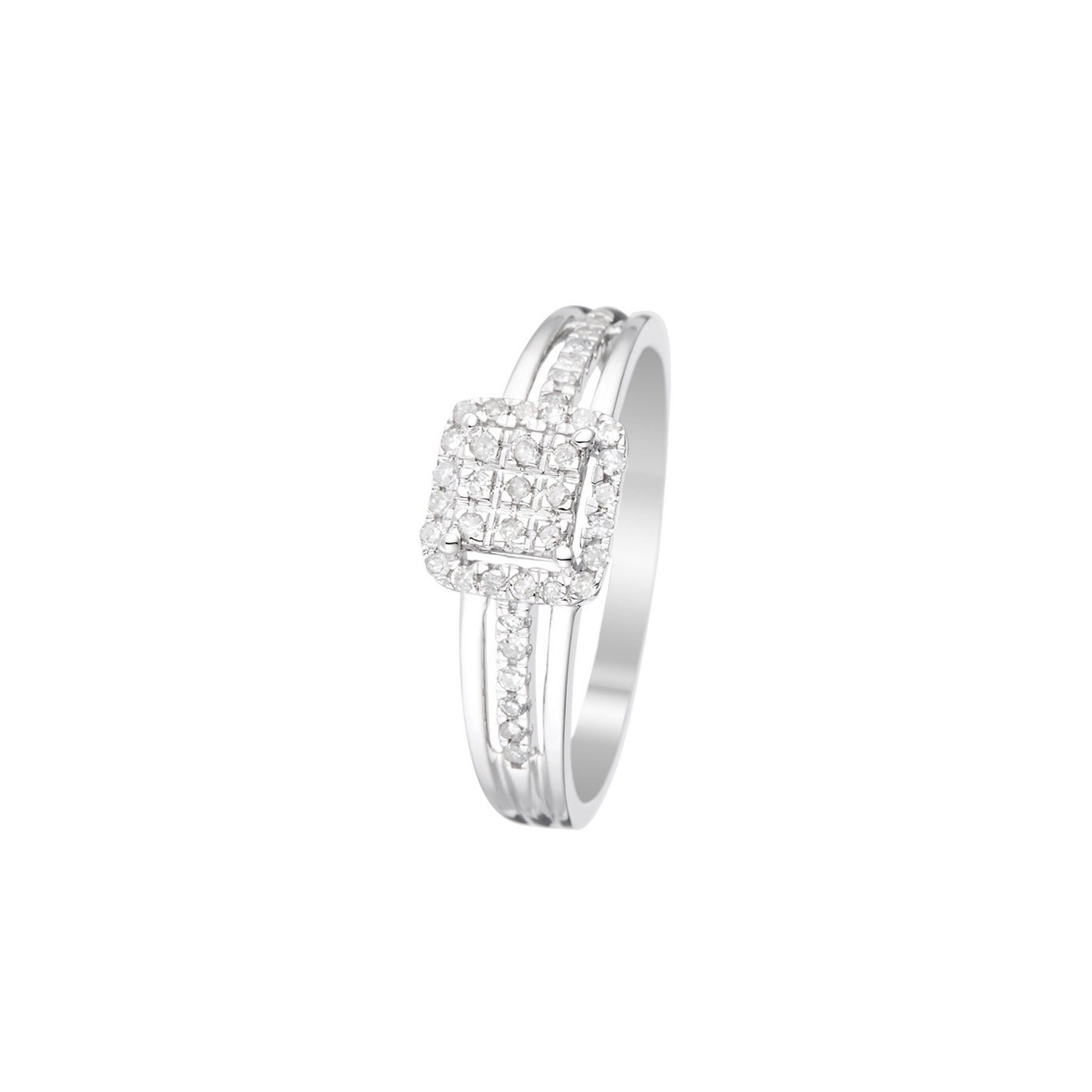 Anillo "Cuadrado Luminoso" D0.21/41 - Oro blanco 375/1000