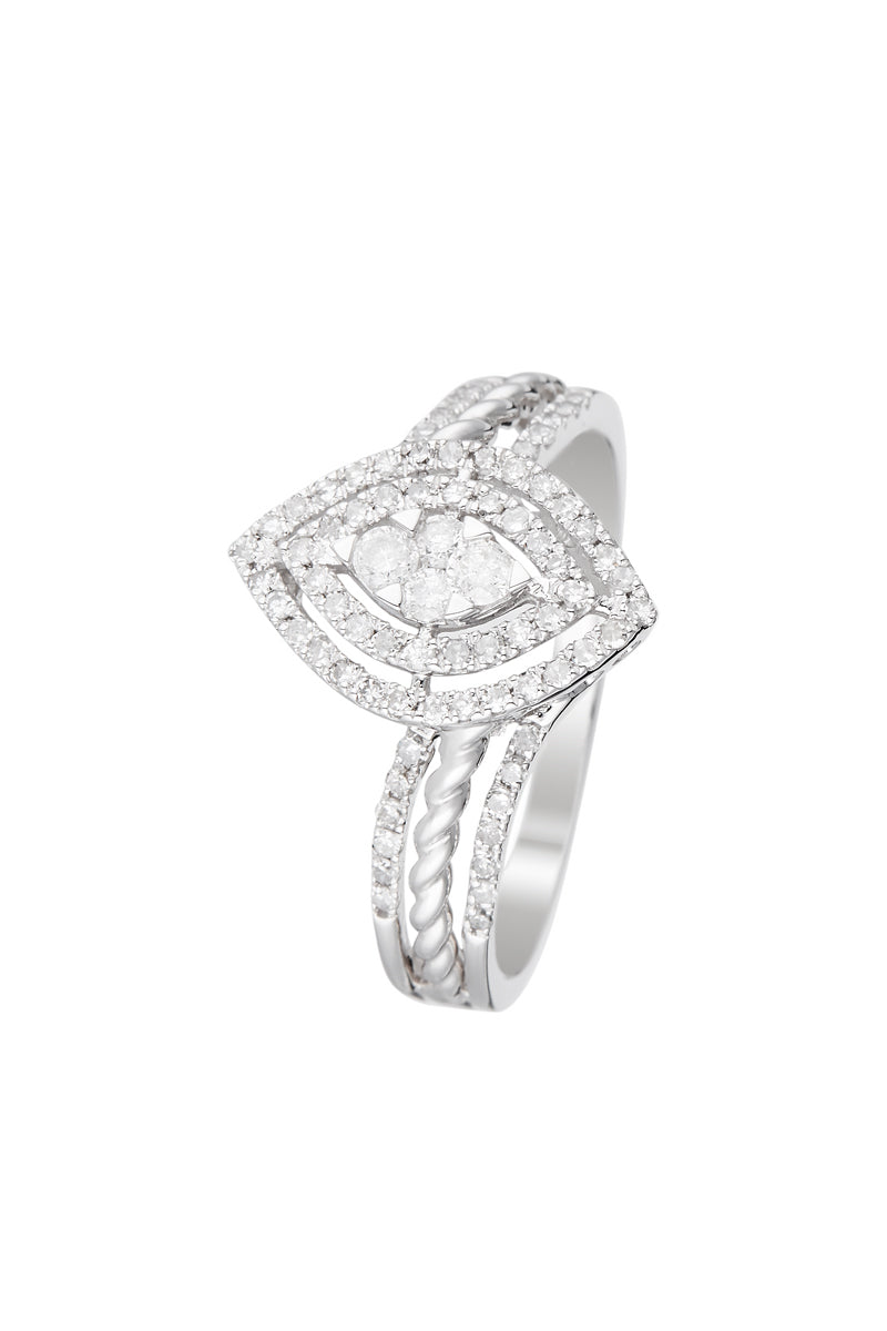 Anillo “Amor a Primera Vista” Diamantes 0.38/80 – Oro Blanco 375/1000