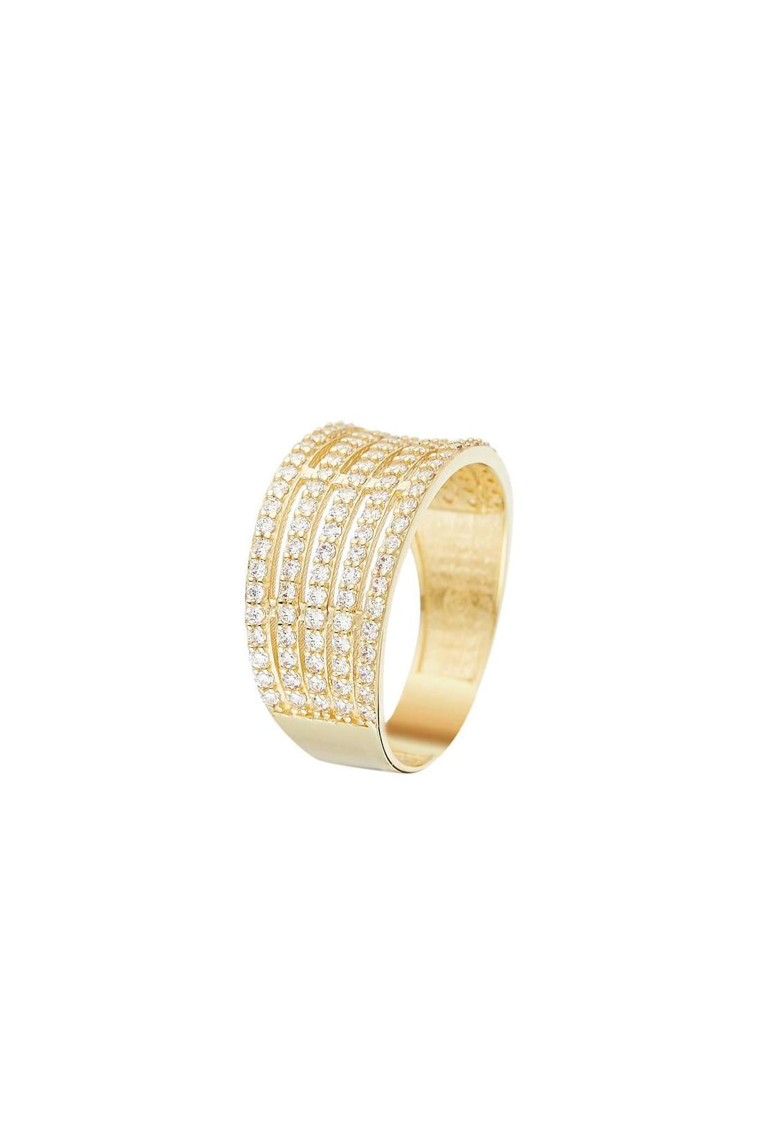 “Multiples” Ring 375/1000 Yellow Gold And Zirconium