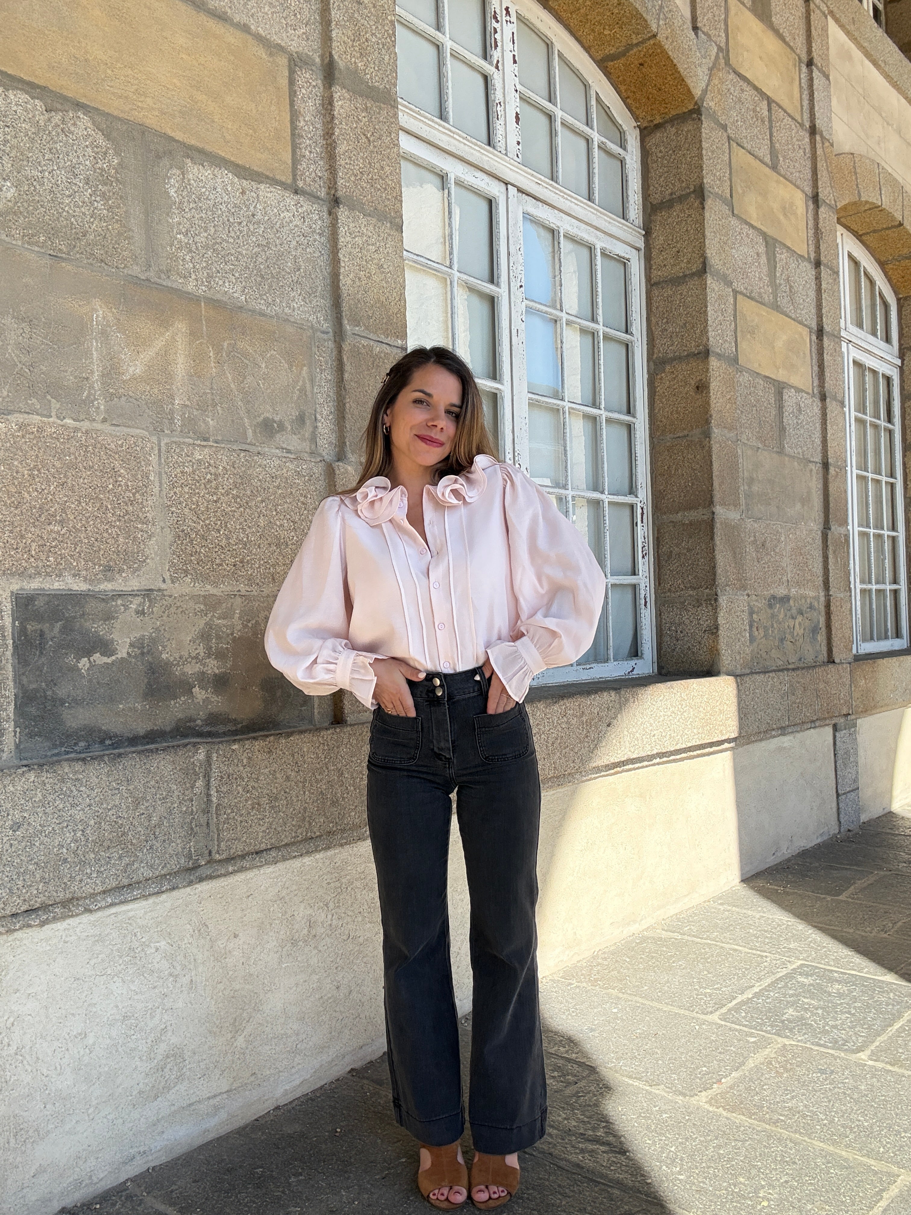Soft Pink Brown Blouse