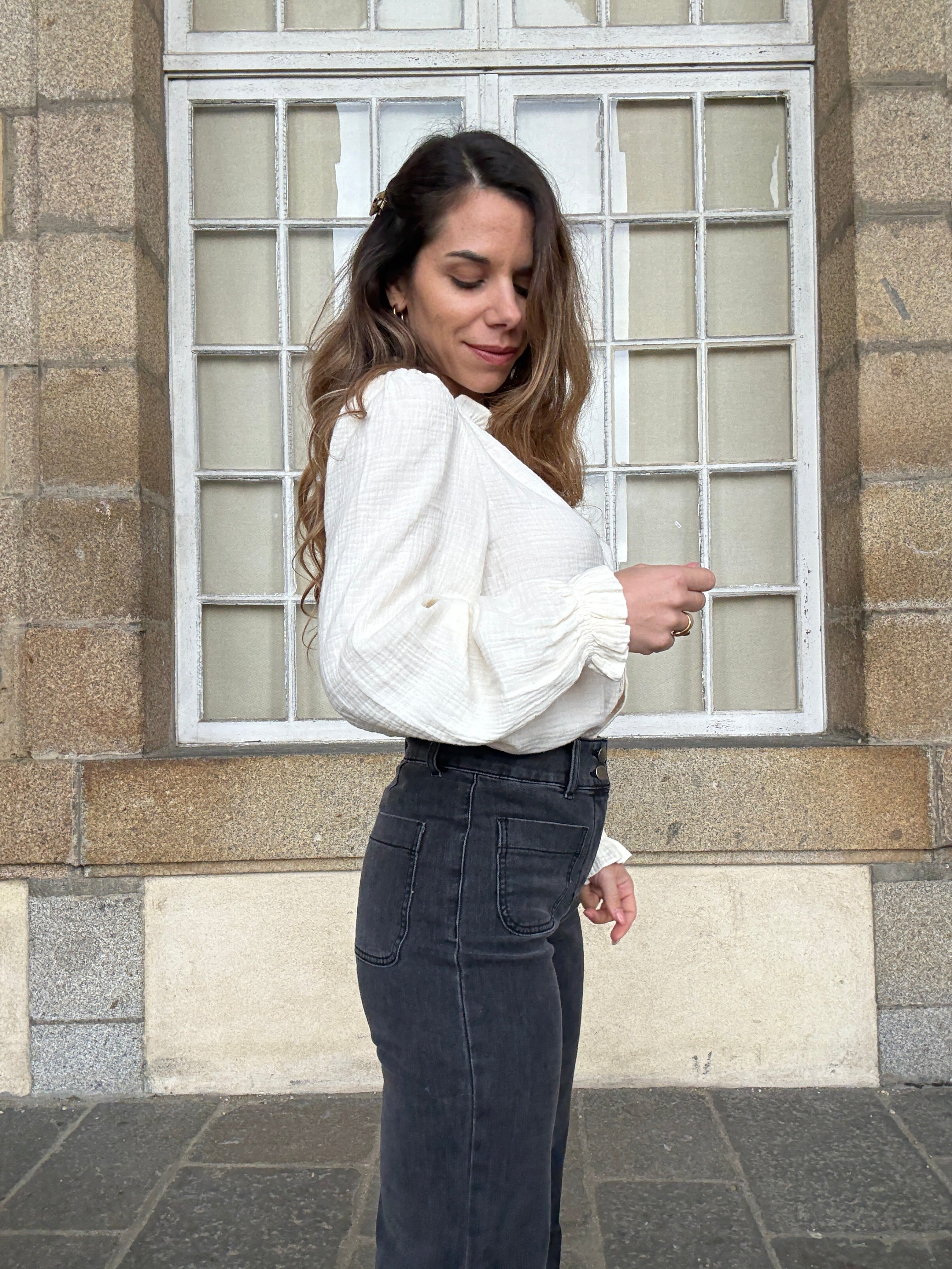 Ecru Double Gauze Blouse Lili