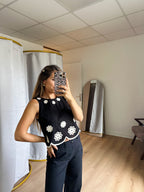 Top corto bordado Persée