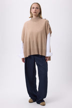 Knopfponcho F Becky - Cremeweiß - Damen