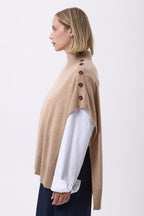 Knopfponcho F Becky - Cremeweiß - Damen