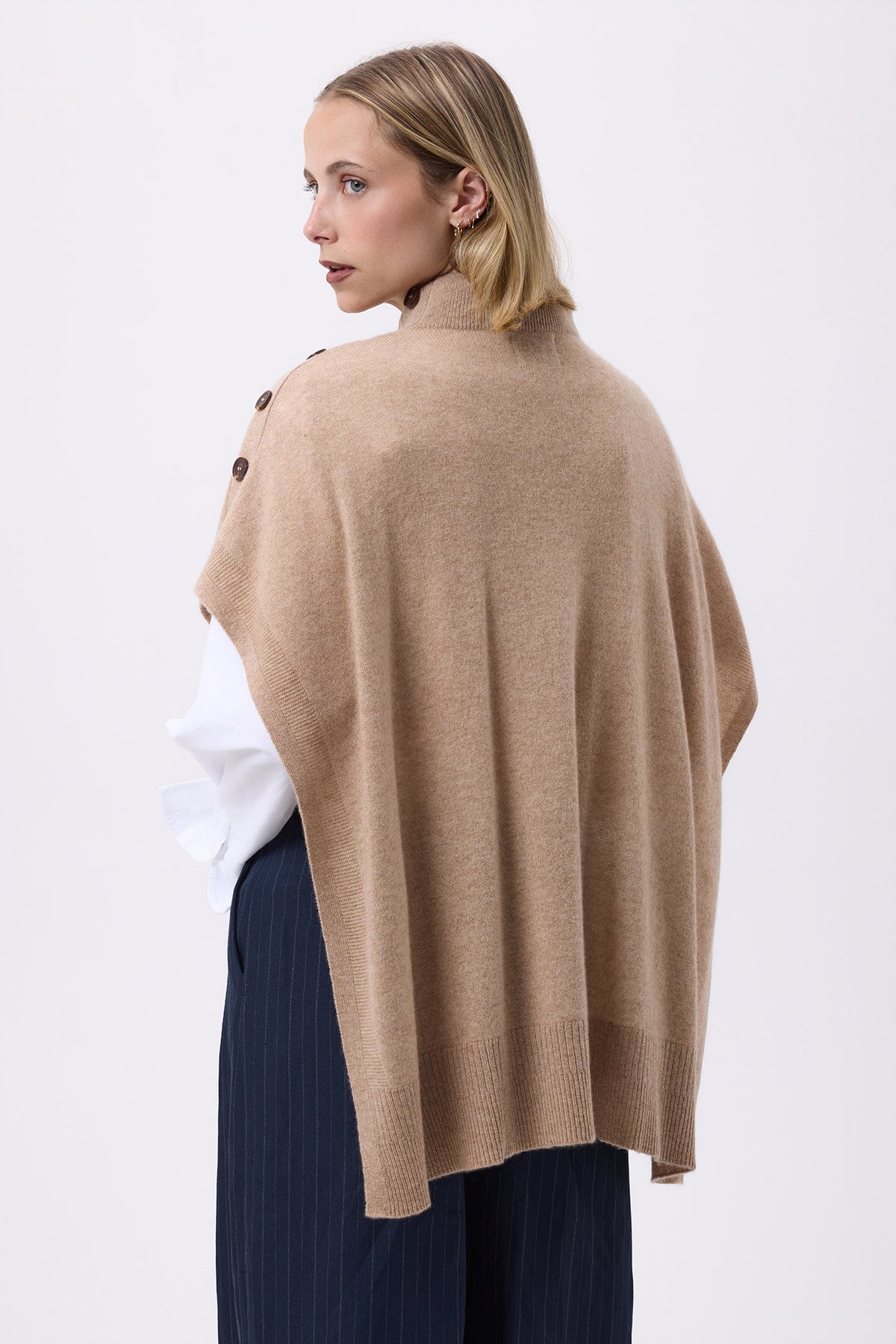 Knopfponcho F Becky - Cremeweiß - Damen