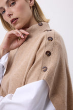 Knopfponcho F Becky - Cremeweiß - Damen