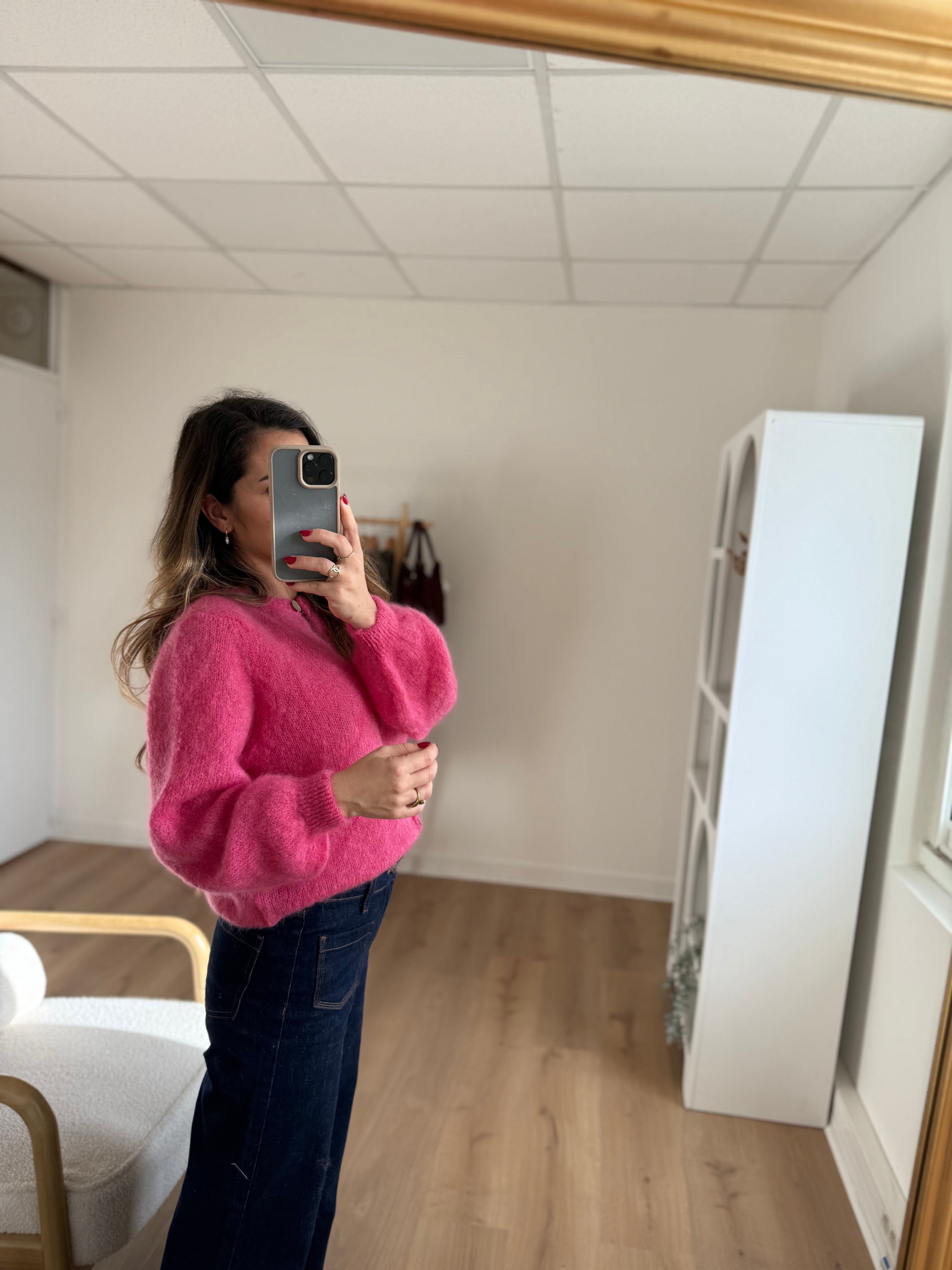 Maille En Laine Bianca Rose Bonbon
