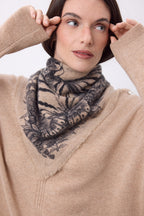 Petit Bandana Bengale - Beige Creme - Femme - 100% Cachemire