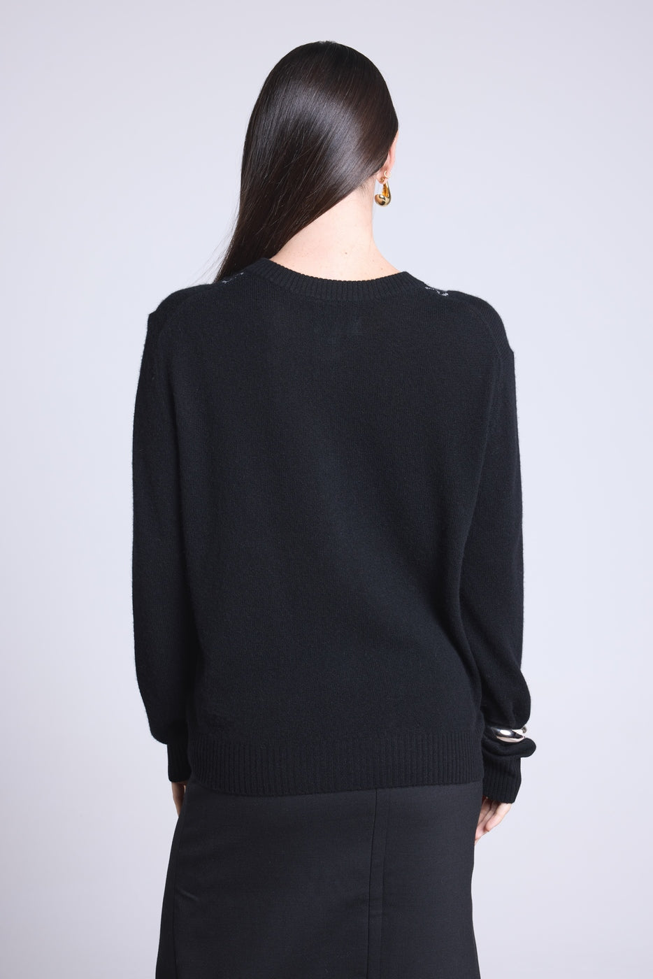 Cárdigan Betty con bordado de lúrex - Negro con lúrex plateado - Mujer
