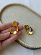 Vintage Monet Earrings - Suspended Gold Rings