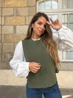 Khaki Valentine Sleeveless Knotted Sweater