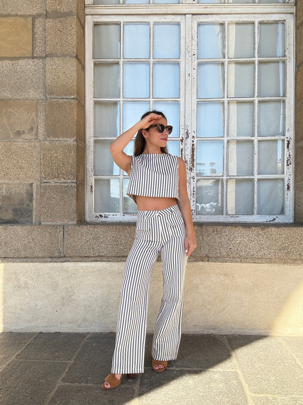 Pantalón de rayas Marin azul