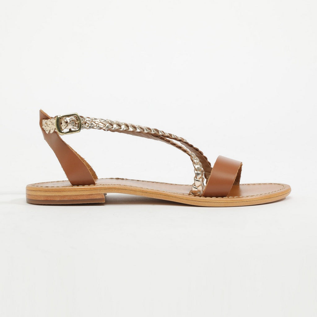 Sandalias Raisa - Dorado Y Camel