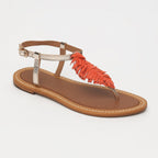 Exvara Sandals - Coral & Gold