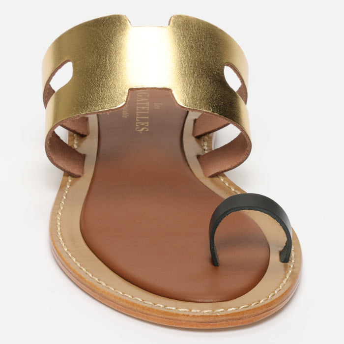 Fiona Sandals - Dark Gold+Black