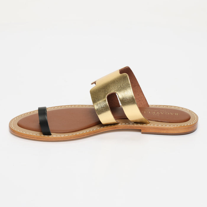 Fiona Sandals - Dark Gold+Black