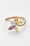 "Oxane" Ring D0.04/9 Am0.2/1 C0.18/1 Pt0.3/2 - Yellow Gold