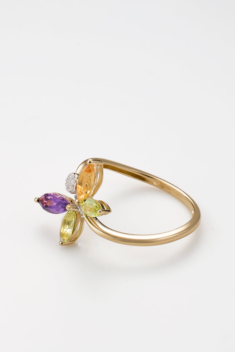 "Oxane" Ring D0.04/9 Am0.2/1 C0.18/1 Pt0.3/2 - Yellow Gold