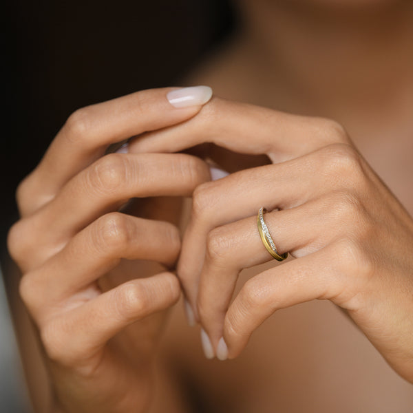 “Kylie” Ring 375/1000 Yellow Gold And Zirconium
