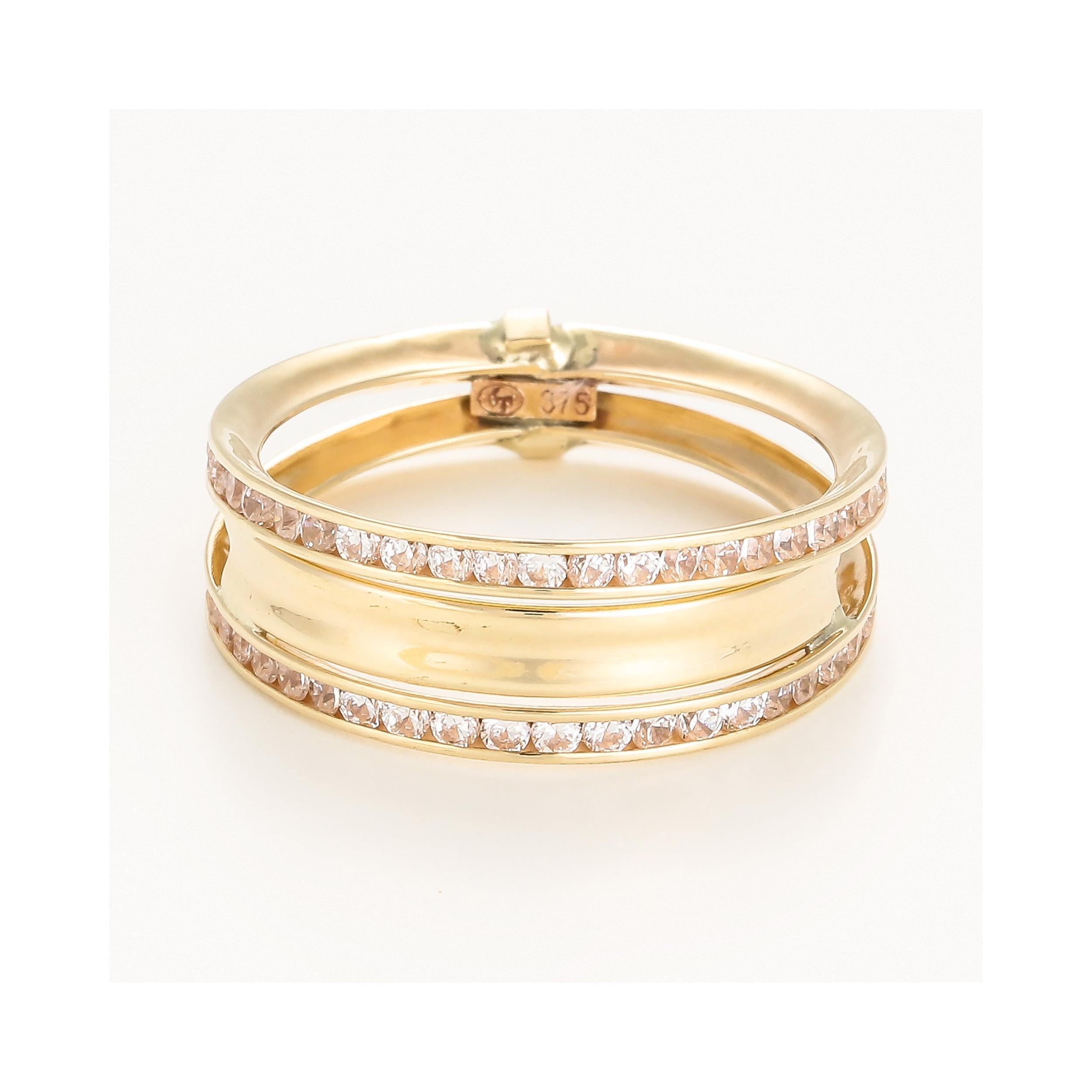“Blanca” Ring 375/1000 Yellow Gold And Zirconium