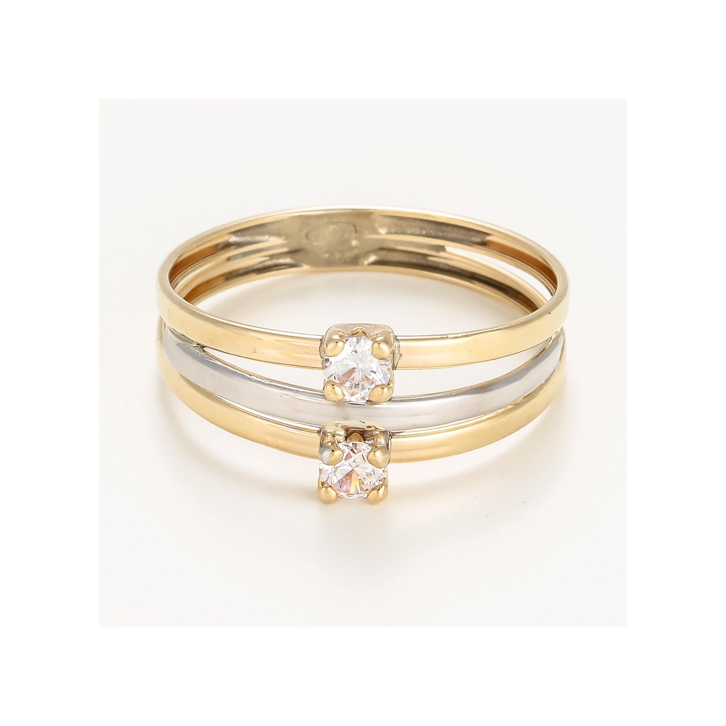 “Florine” Ring 375/1000 Two-tone Gold And Zirconium