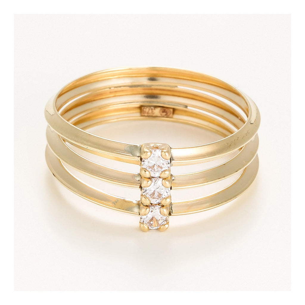 Bague " Abbie" Or Jaune 375/1000 Et Zirconium