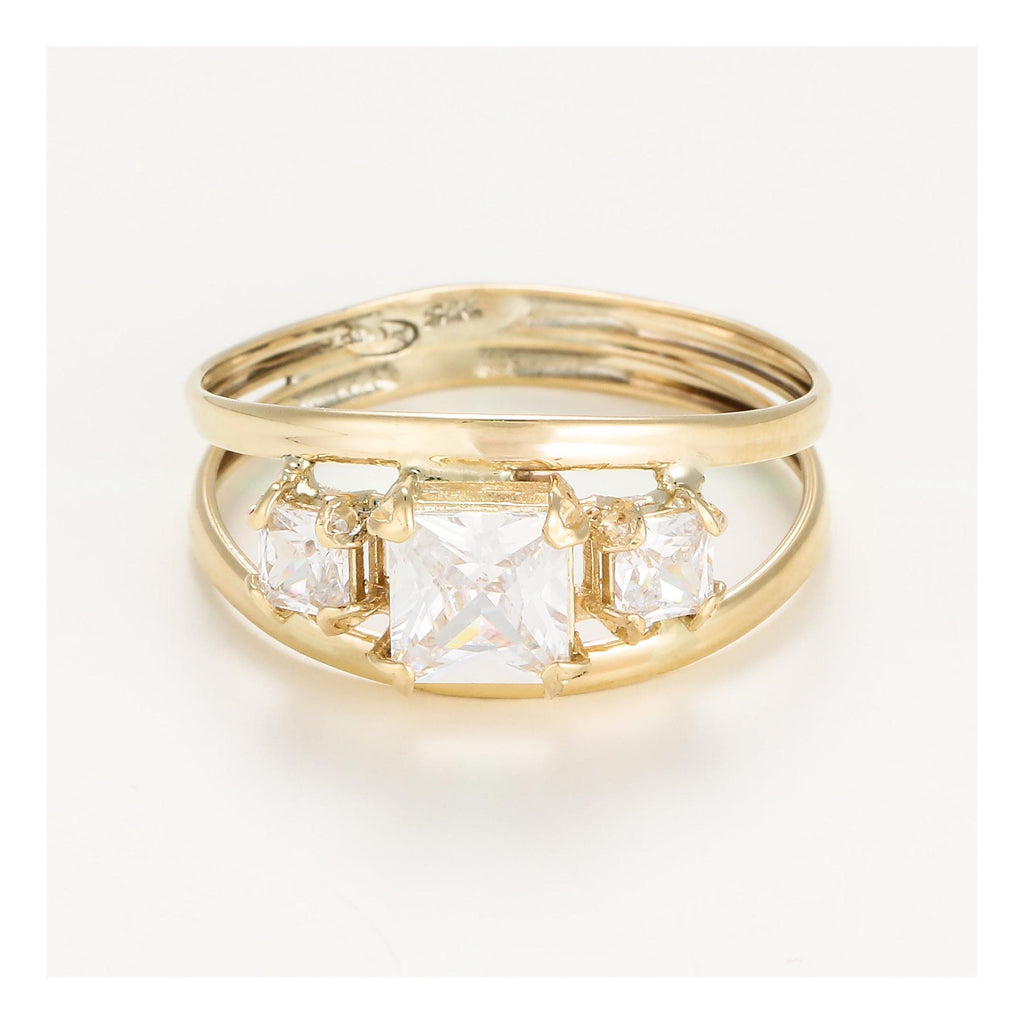 Anillo “Adrielle” Oro amarillo 375/1000 y circonio