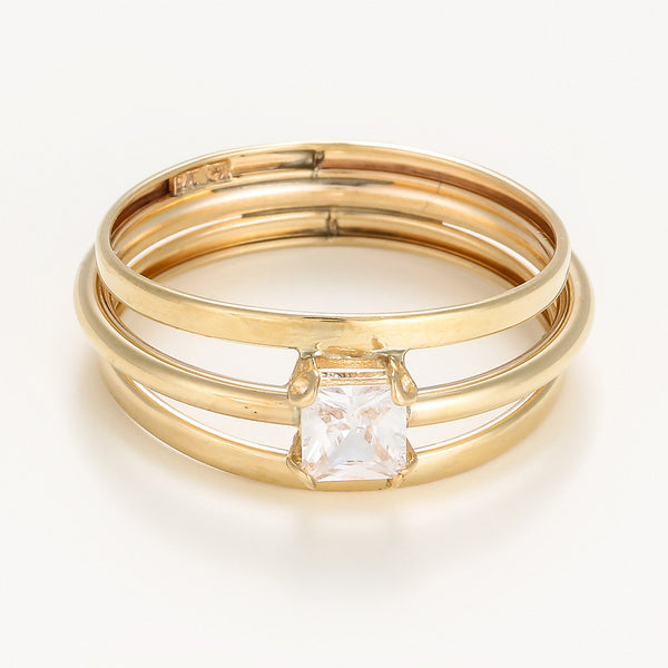 Bague "Sam " Or Jaune 375/1000 Et Zirconium