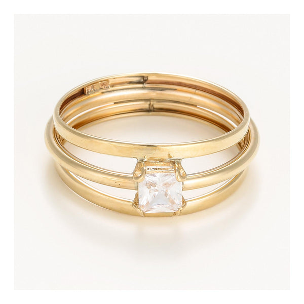“Sam” Ring 375/1000 Yellow Gold And Zirconium