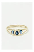 Anillo “Marine Bleue” Oro amarillo 375/1000 y circonio