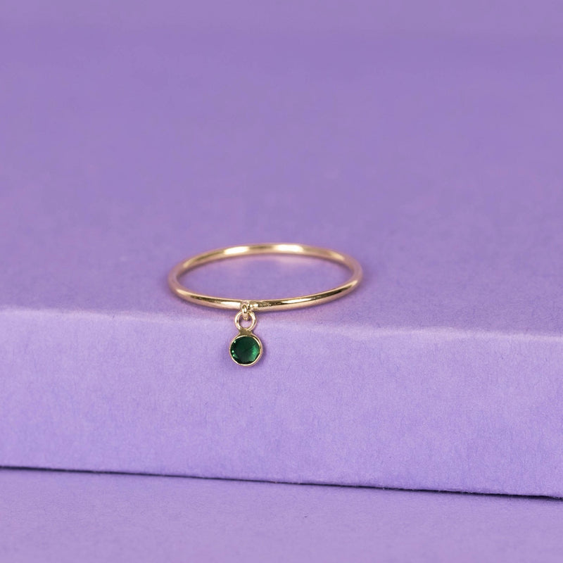Bague "Pierette Verte" - Or Jaune 375/1000 Et Zirconium