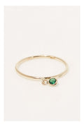 Bague "Pierette Verte" Or Jaune 375/1000 Et Zirconium