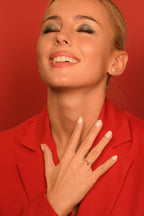 Pierette Red Ring - Yellow Gold and Zirconium