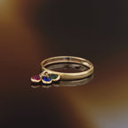 “3 Colored Stones” Ring 375/1000 Yellow Gold And Zirconium