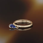 Anillo “Medallón Azul” Oro amarillo 375/1000 y circonio