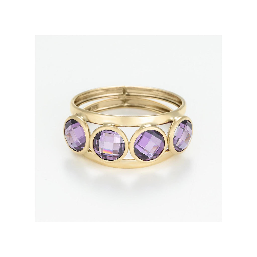 “Maden Amethyst” Ring 375/1000 Yellow Gold And Zirconium