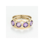 “Maden Amethyst” Ring 375/1000 Yellow Gold And Zirconium