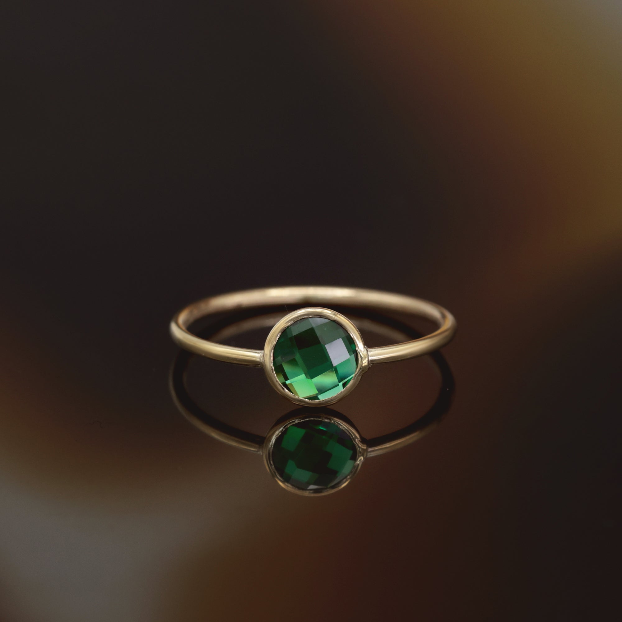 Bague "Scarlette Verte " Or Jaune 375/1000 Et Zirconium
