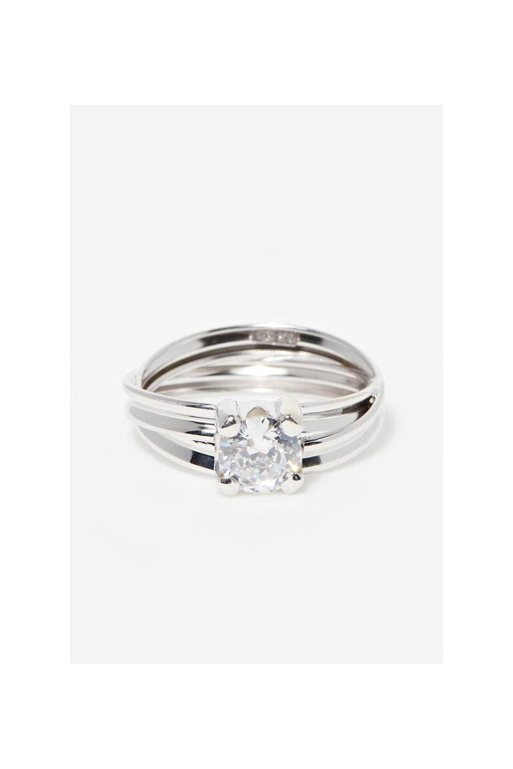 “Nine” Ring 375/1000 White Gold And Zirconium