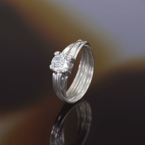 “Nine” Ring 375/1000 White Gold And Zirconium
