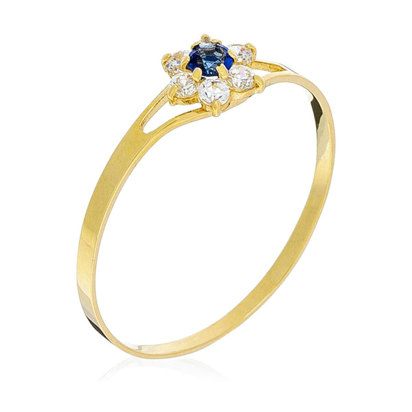 “Nature” Ring 375/1000 Yellow Gold And Blue Zirconium