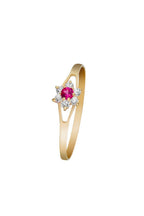 Bague "Nature" Or Jaune 375/1000 Et Zircon Rouge