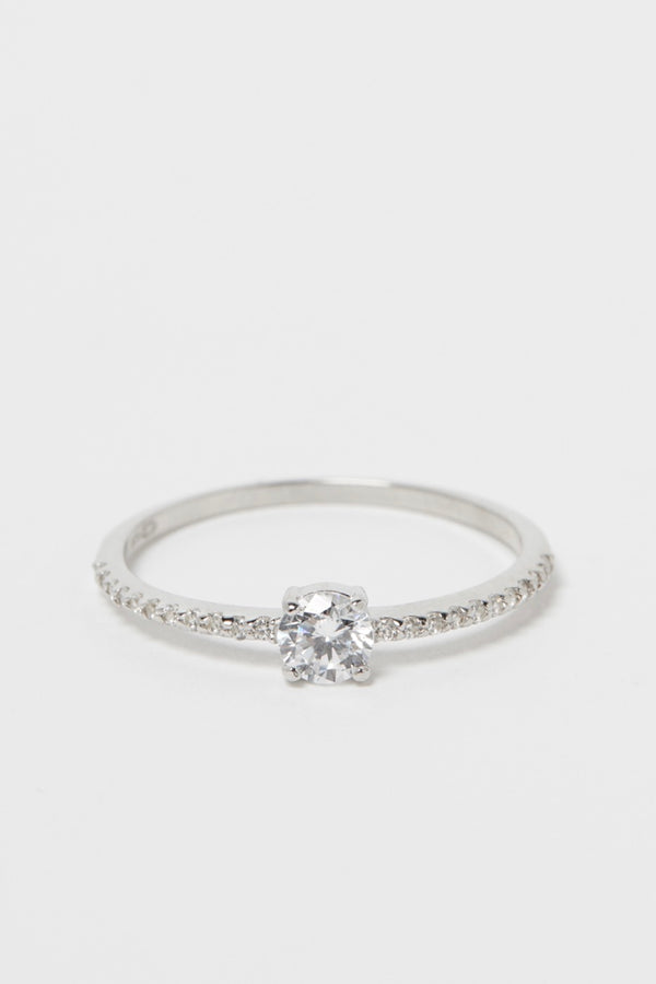 Bague "Charme" - Or Blanc 375/1000 Et Zirconium